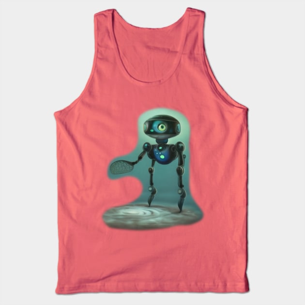 Robot cleaning the ocean: Robbie Tank Top by Dendros-Studio